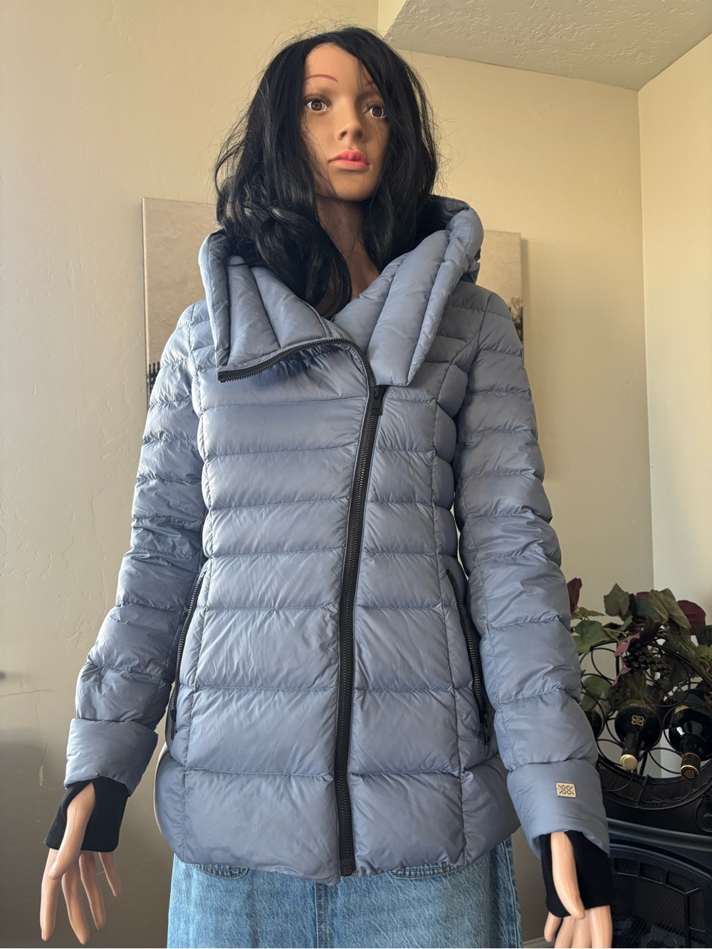 Soia & Kyo Light Blue Quilted Asymmetric Puffer Jacket
